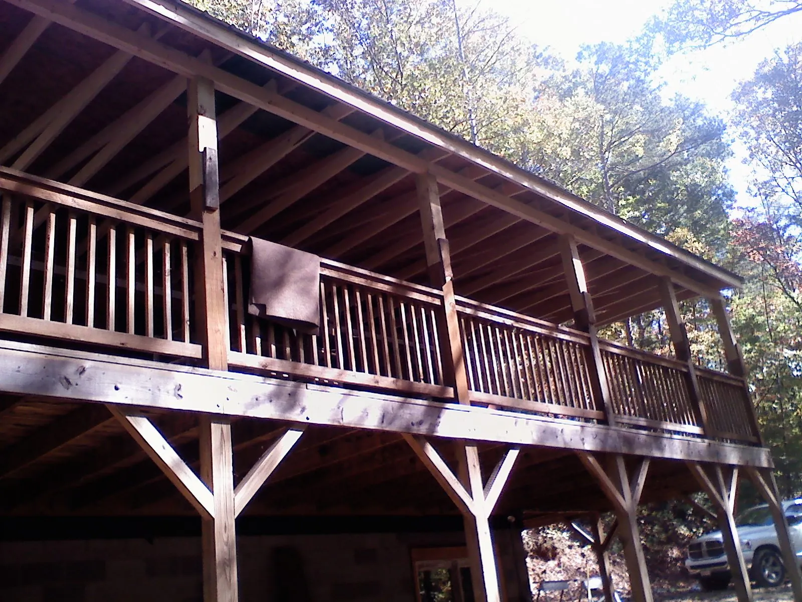 Timber framing under a new elevated porch and deck — Roof Leak Repair in Farragut by Roofing Brothers
